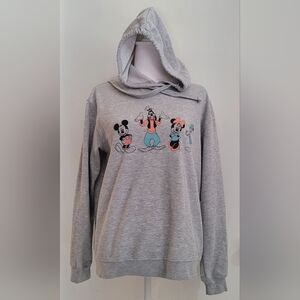 Disney Pullover Hoodie, Grey Long Sleeves, Size Large